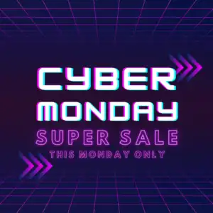 3D text says Cyber Monday Super Sales