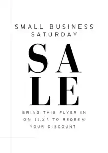 Black text on white background says Small Business Saturday Sale