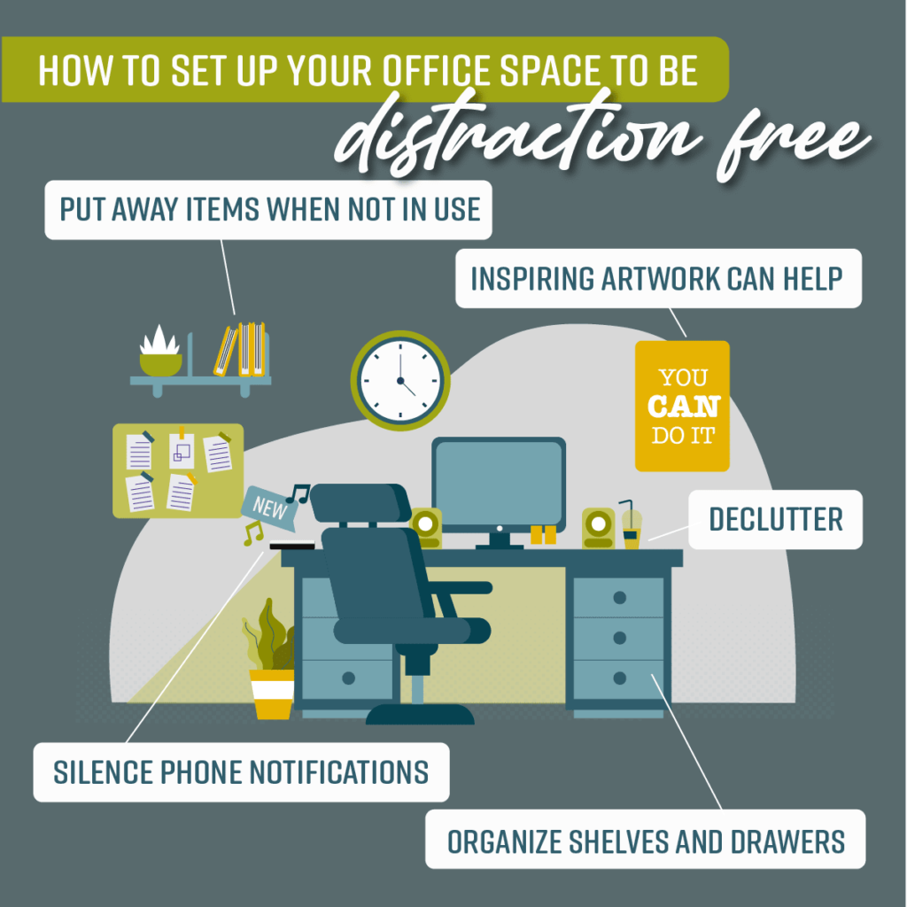 Infograph on how to set up your office space to be free of cluttter
