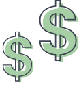 two dollar sign icons next to each other