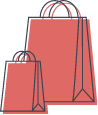 A little red shopping bag and a big red shopping bag